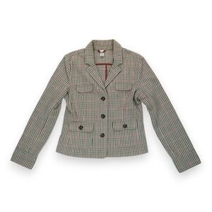 Vintage Y2K Old Navy Women's Plaid‎ Blazer Size Medium Fitted Short